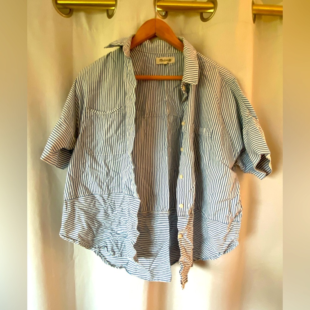 Madewell blue and white strip top